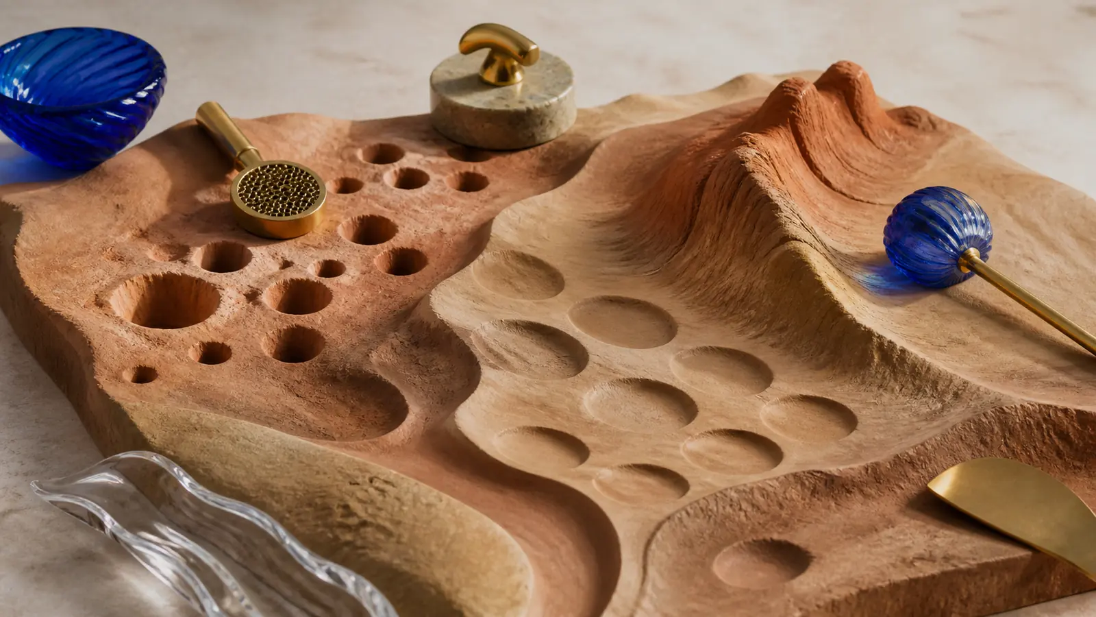 A tactile terrain showing narrow, rolling, sharp-edged, and raised surface patterns