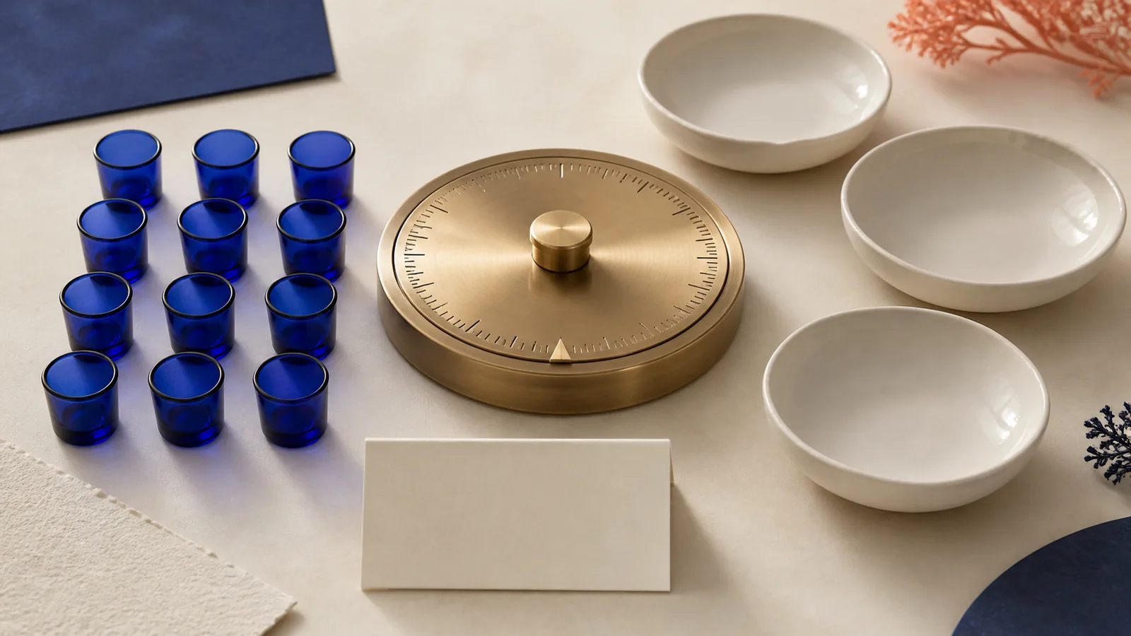 Rows of blue unit tokens balanced against three treatment-area bowls