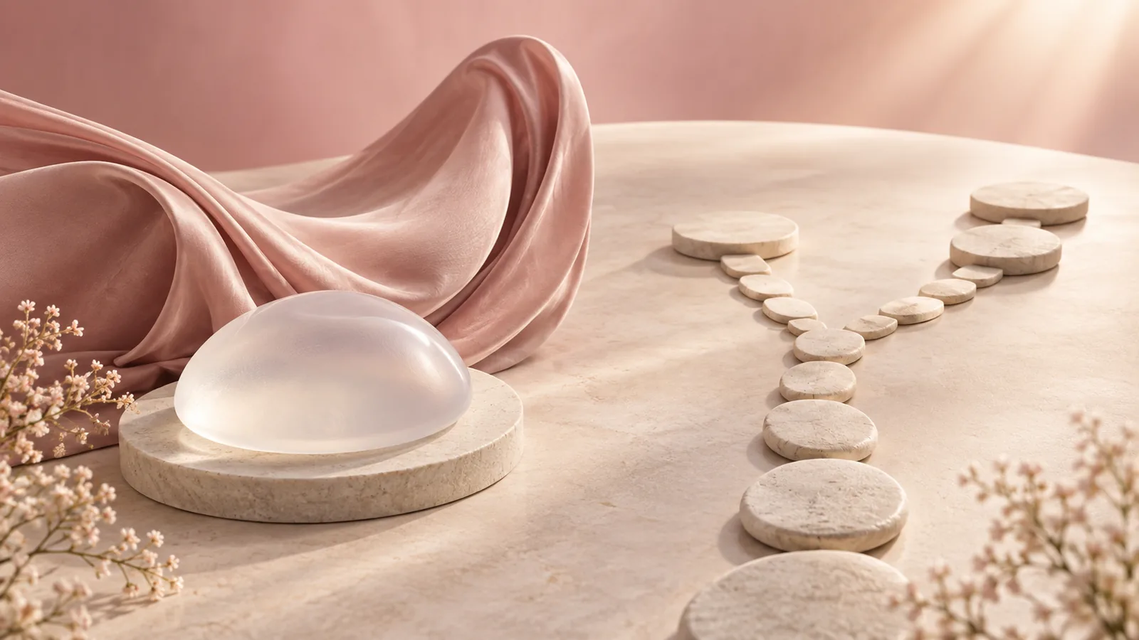 Abstract fabric curves, implant shell, and branching one-stage and two-stage pathway stones
