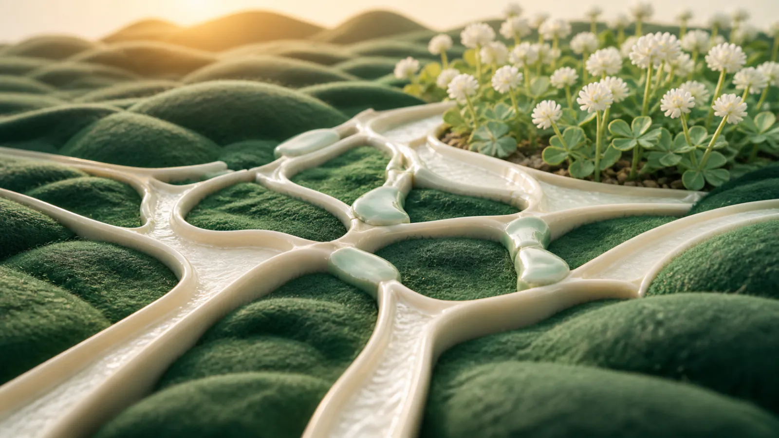 Branching translucent channels preserved within layered sculptural breast-surgery planning forms