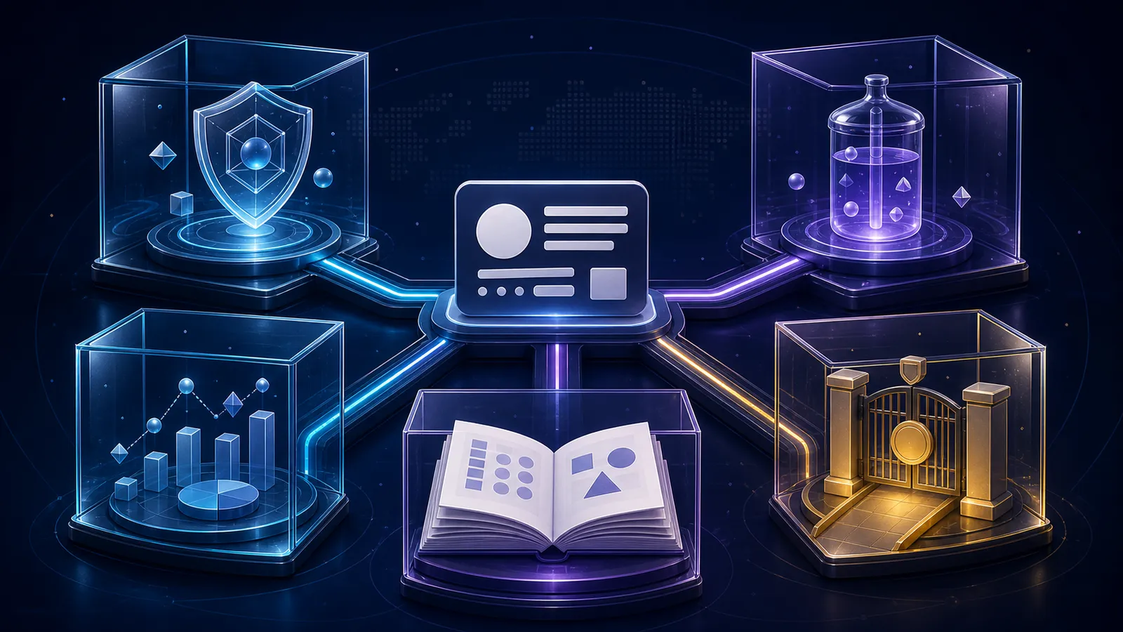 Abstract clinical study registry branching into separate ethics, investigational, results, publication, and marketing-approval records