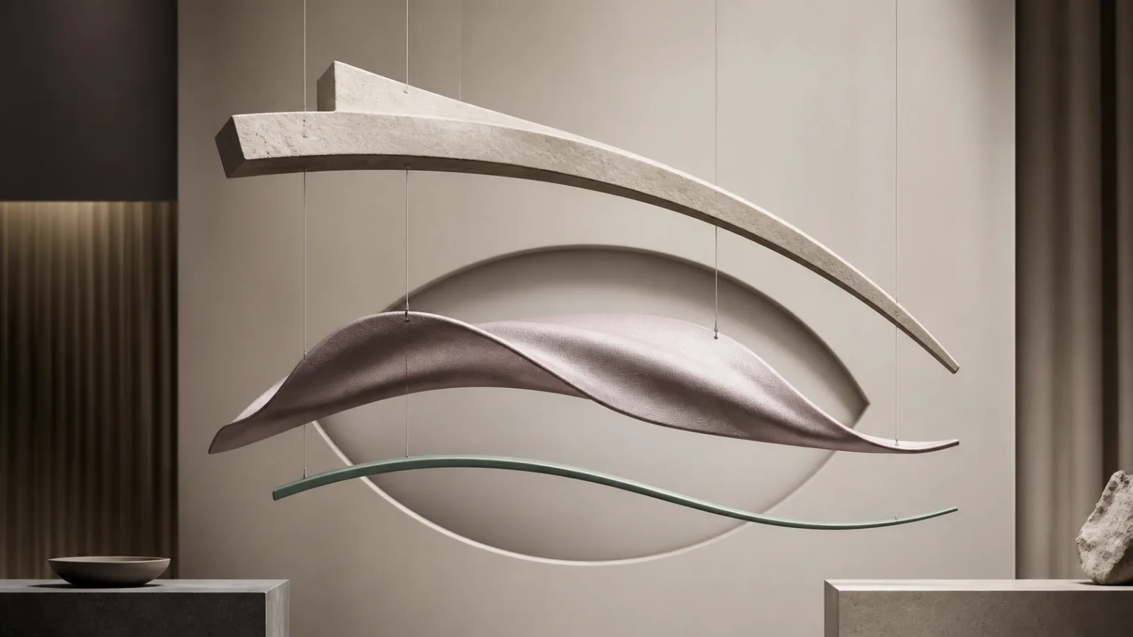 Layered abstract arcs distinguishing the eyebrow, upper-eyelid fold, and eyelid margin