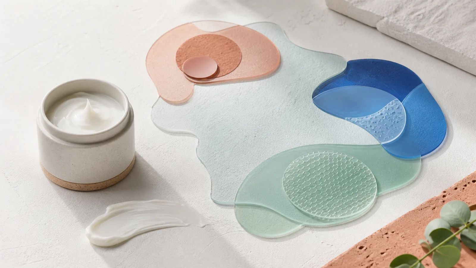 A measured ceramic cream vessel beside a precise translucent map of area, time, and coverage