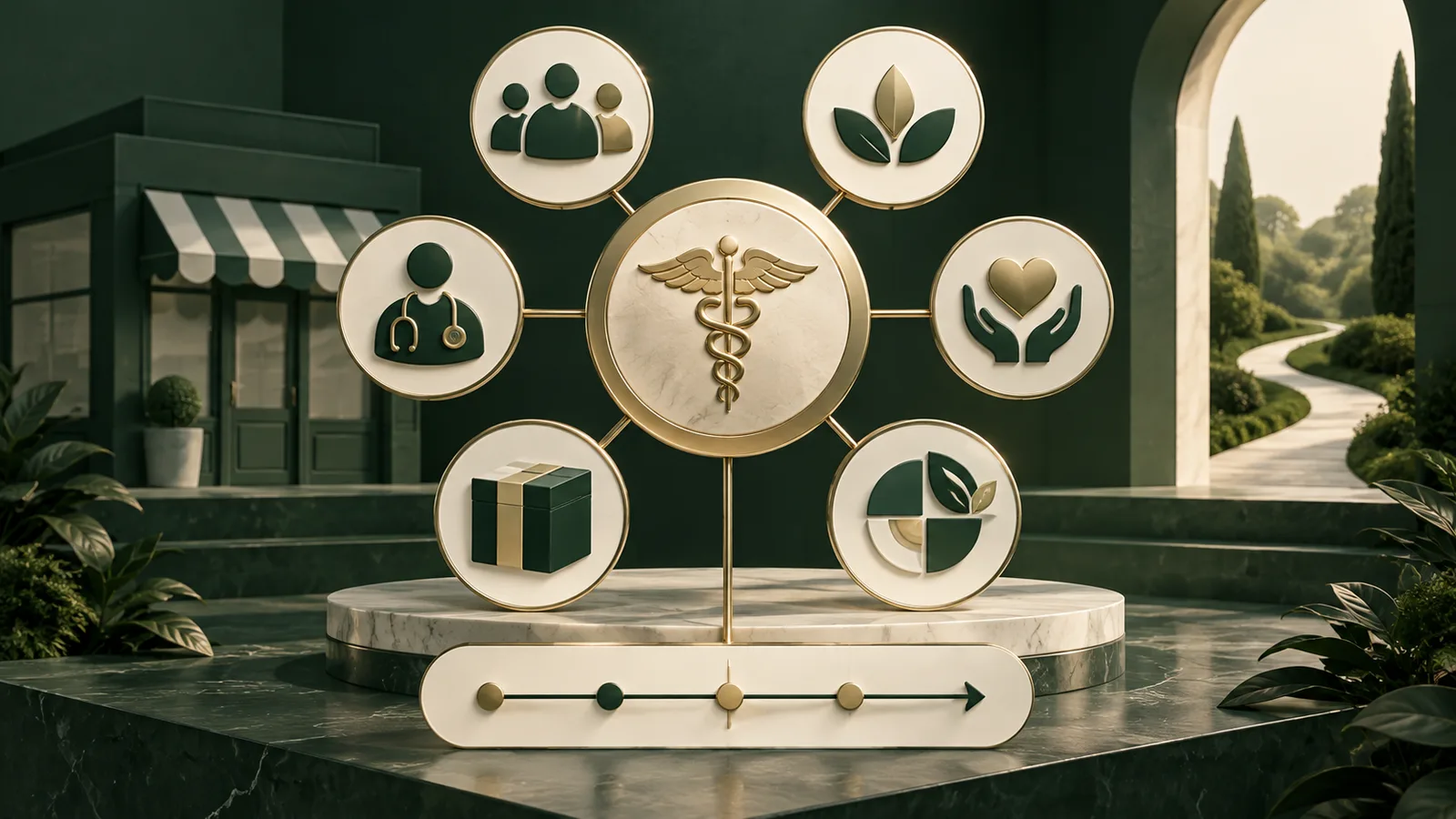 A credential map connects a physician license, specialty certificate, care team, pharmacy, and follow-up timeline
