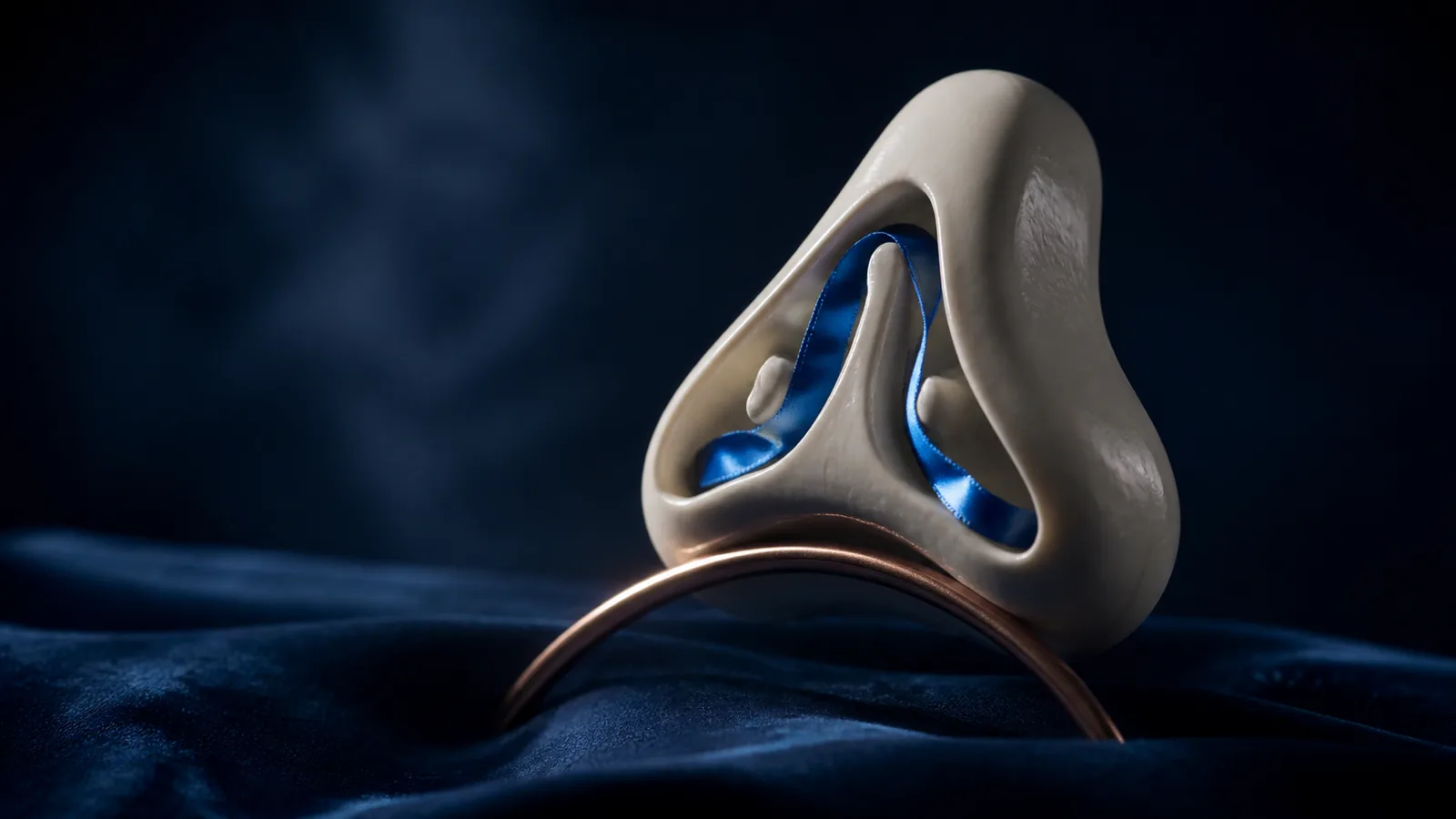Sculptural nose form showing an internal path and a small external access path