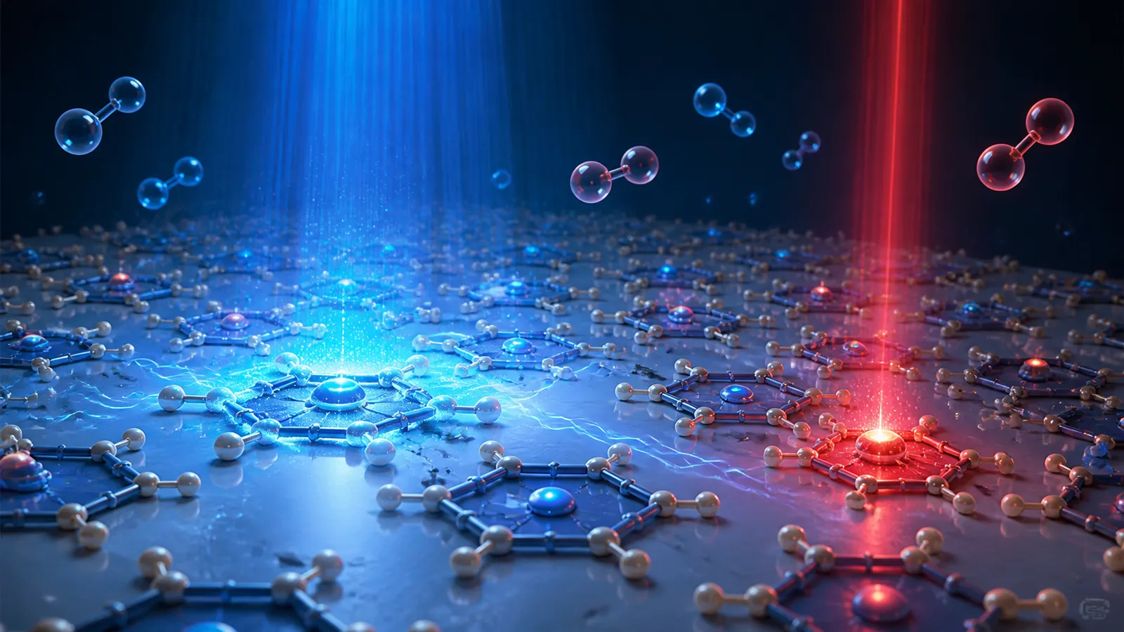Abstract photosensitizer molecules activated by a precisely aligned blue and red light field