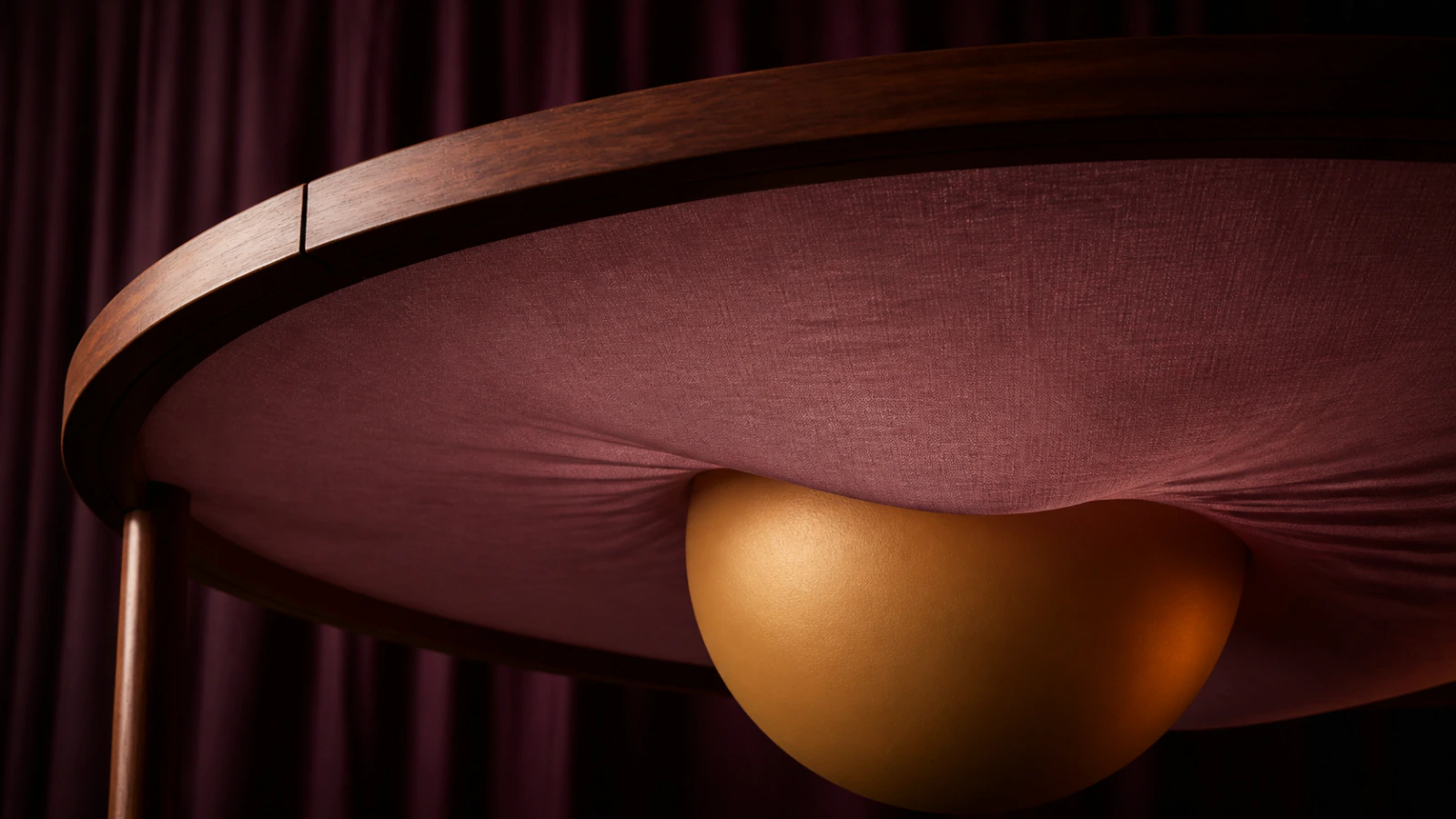 Flexible woven arch expanding above a carefully joined geometric abdominal wall